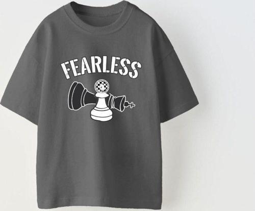 Fearless Yazılı Satranç Tasarım Baskılı Füme Çocuk T-Shirt
