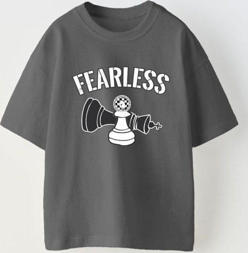 Fearless Yazılı Satranç Tasarım Baskılı Füme Çocuk T-Shirt