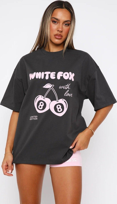 White Fox Kadın Füme With Love Limited Edition Baskılı Bisiklet Yaka Regular T-Shirt