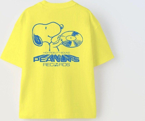 Peanuts Records Baskılı Sarı Kız Çocuk T-Shirt