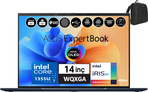 Expertbook B9 OLED B9403CVA-KM0B88 Intel I7 1355U 32GB 1tb SSD Irıs Xe Graphic WINDOWS11PRO 14" Wqxga 400NIT IPS Taşınabilir Bilgisayar WKM0B8809+ZETTAÇANTA