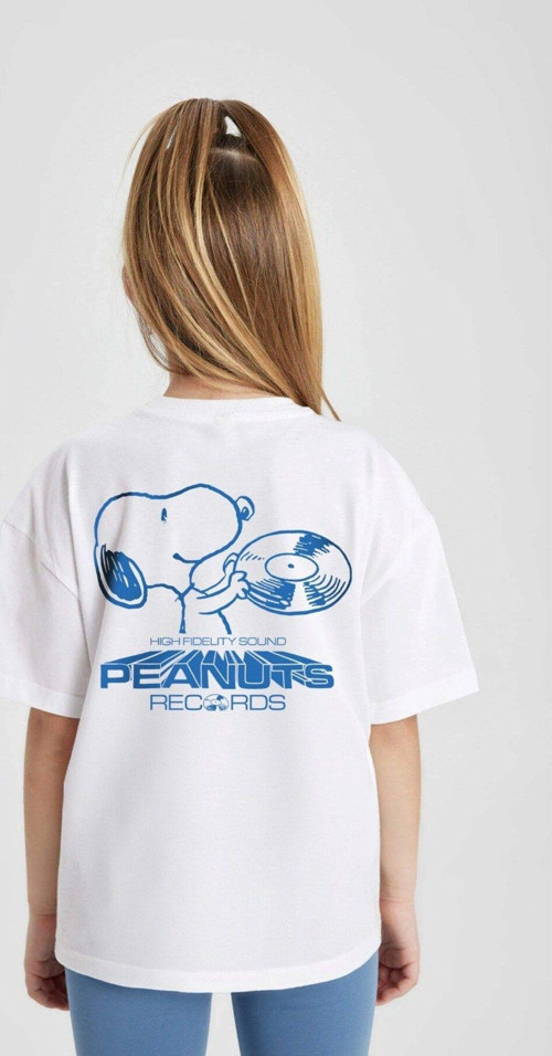 Peanuts Records Baskılı Beyaz Çocuk T-Shirt