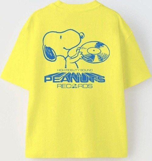 Peanuts Records Baskılı Sarı Kız Çocuk T-Shirt