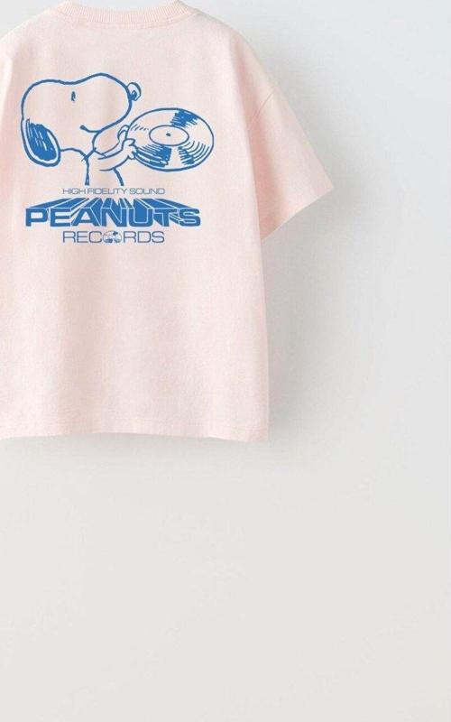 The Champ Peanuts Records Baskılı Pembe Erkek Çocuk T-Shirt