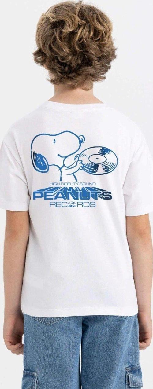 The Champ Peanuts Records Baskılı Beyaz Erkek Çocuk T-Shirt