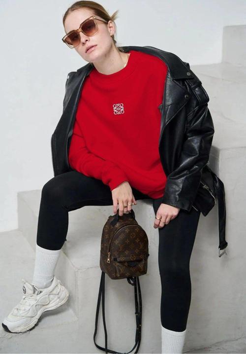 Kırmızı Unisex Yüksek Baskı Bisiklet Yaka Oversize Sweatshirt