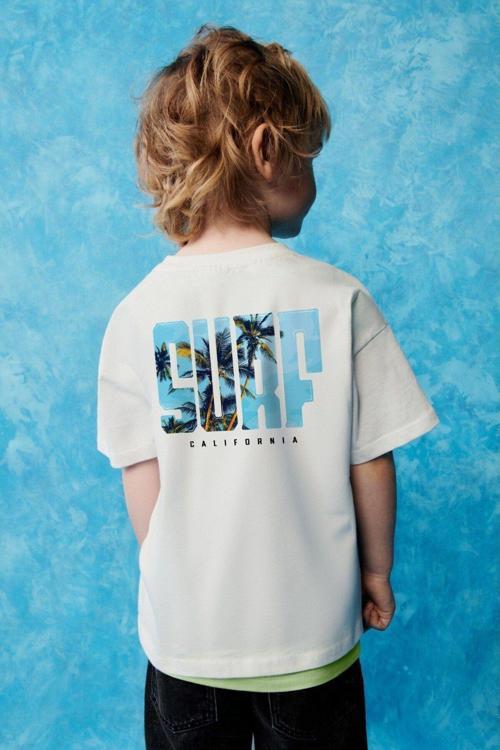 Surf California Yazılı Baskılı Beyaz Çocuk T-Shirt