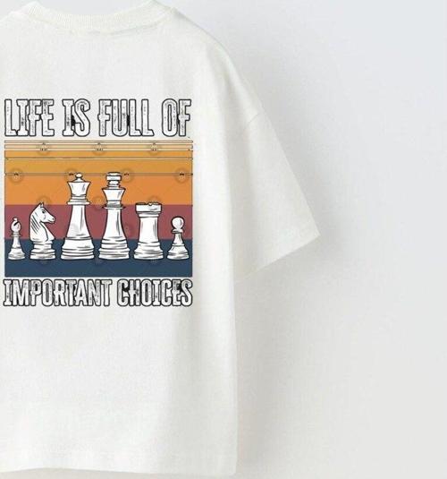 Life İs Full Of Important Choices Yazılı Satranç Tasarım Baskılı Beyaz Erkek Çocuk T-Shirt