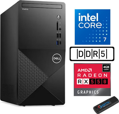Vostro 3030 mt Intel Core I7 12700 48GB Ddr5 1tb SSD Windows 11 Pro Amd RX550-4GB Masaüstü Bilgisayar N3030I7RX550P23 + Zetta USB Bellek