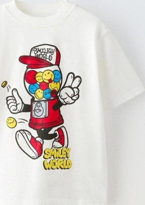 Smiley World Baskılı Beyaz Erkek  Çocuk T-Shirt