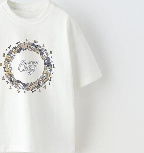 Let'S Play Chess Yazılı Dönen Satranç Tasarım Baskılı Beyaz Çocuk T-Shirt