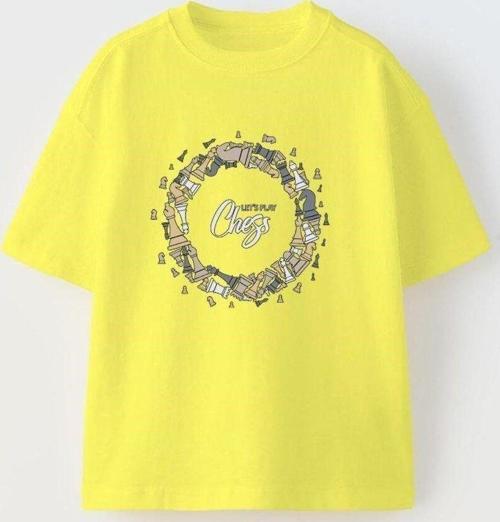 The Champ Let'S Play Chess Yazılı Dönen Satranç Tasarım Baskılı Sarı Çocuk T-Shirt