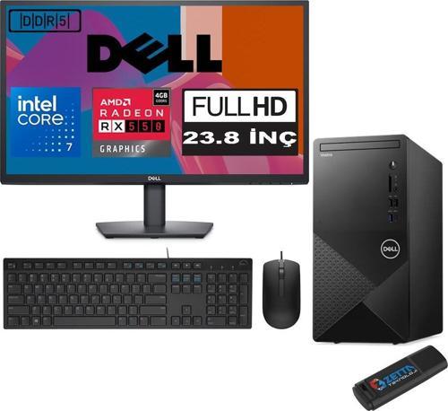 Vostro 3030 mt Intel Core I7 12700 64GB Ddr5 256GB SSD 23.8" Fhd Windows 11 Home Amd RX550-4GB Masaüstü Bilgisayar 23N3030I7RX550H26 + Zetta USB Bellek