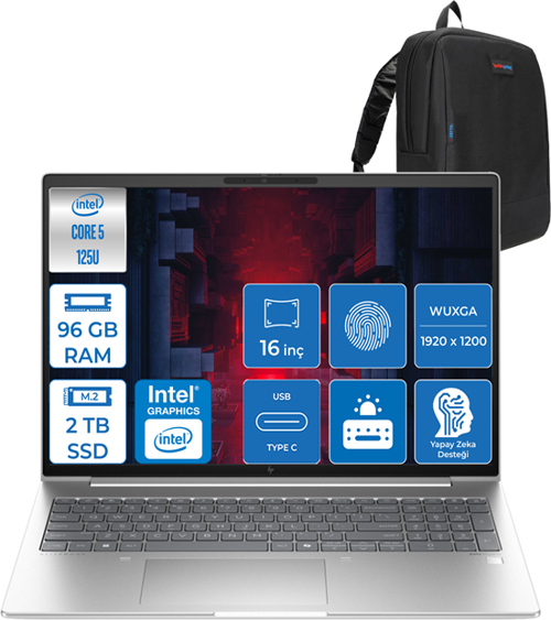 Elitebook 660 G11 Ultra5 125U 96GB Ddr5 2tb SSD 16"' Fhd Wuxga Freedos Taşınabilir Bilgisayar H9C005EA26 + Zettaçanta