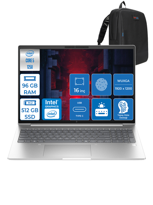 Elitebook 660 G11 Ultra5 125U 96GB Ddr5 512GB SSD 16"' Fhd Wuxga Windows 11 Home Taşınabilir Bilgisayar H9C005EAH24 + Zettaçanta