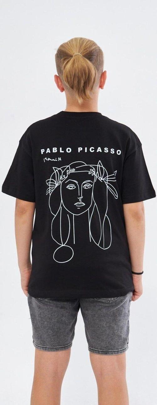 War And Peace Yazılı Pablo Picasso Tasarım Baskılı Siyah Çocuk T-Shirt