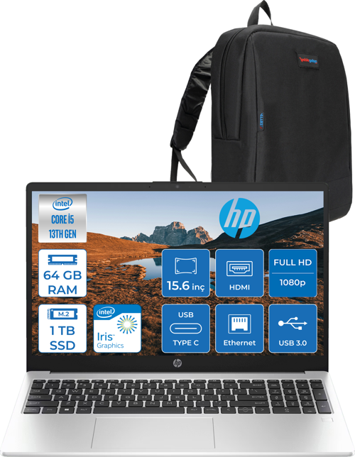 250 G10 Intel Core I5 1334U 64GB 1tb SSD Intel® Iris® Xᵉ Grafik Freedos 15.6" Taşınabilir Bilgisayar 9G1E5ETF33 + Zetta Çanta