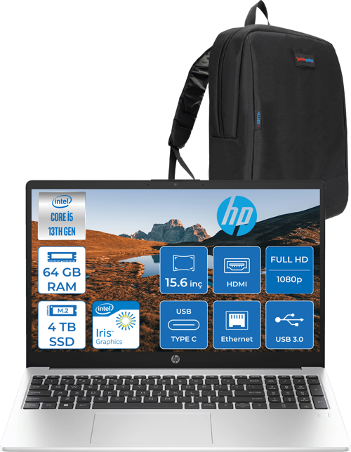250 G10 Intel Core I5 1334U 64GB 4tb SSD Intel® Iris® Xᵉ Grafik Freedos 15.6" Taşınabilir Bilgisayar 9G1E5ETF35 + Zetta Çanta