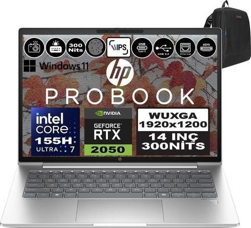 Probook 440 G11 Intel Core Ultra 7 155H Ddr5 40GB 1tb SSD Geforce Rtx 2050-4GB 14" Wuxga IPS Windows 11 Pro Taşınabilir Bilgisayar 9Y7C4ETP14 + Zetta Çanta