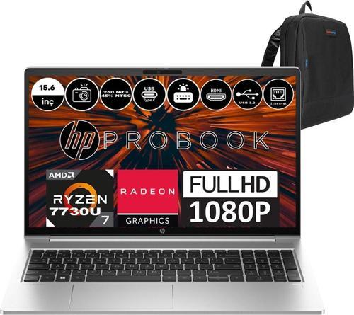 Probook 455 G10 Amd Ryzen 7 7730U 48GB 4tb SSD Amd Radeon™ Graphics Windows 11 Home 15.6" Fhd Taşınabilir Bilgisayar 9G1G8ETH30+ Zetta Çanta