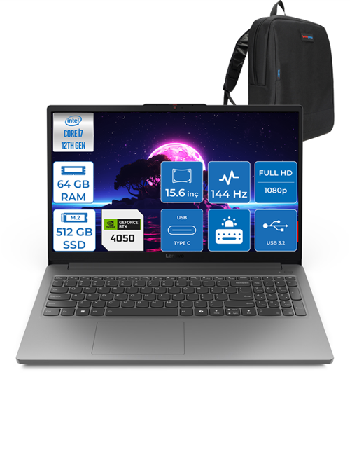 Loq Intel Core I7 12650HX 64GB Ddr5 512GB SSD 6GB/RTX4050 WIN11PRO 15.6" Fhd 144Hz Yapay Zeka Destekli Taşınabilir Bilgisayar 15IAX9EP17 + Zettaçanta