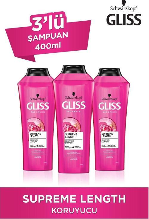 Supreme Length Koruyucu Şampuan - Biotin Kompleksi Ve Şakayık Çiçeği Özü Ile 400 Ml X 3 Adet