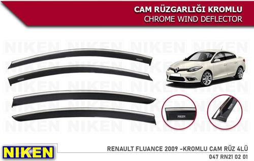 Renault Fluence Kromlu Cam Rüzgarlığı Niken 2009+