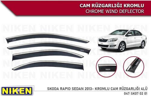 Skoda Rapid sedan Kromlu Cam Rüzgarlığı Niken 2012+