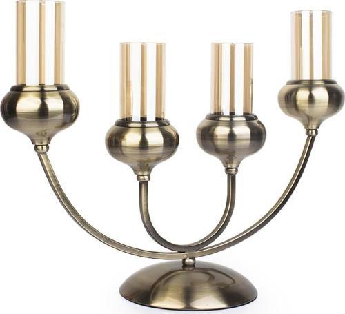 Vilza 4'lü Oval Cam Şamdan - 44 cm - TYU-009454/8