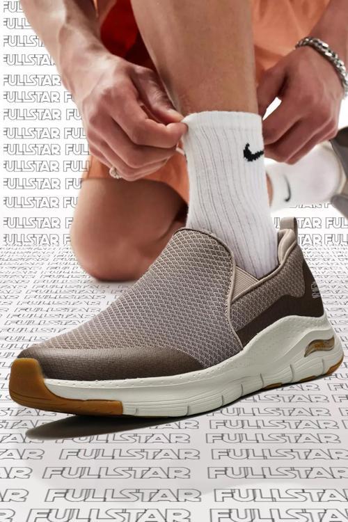 Arch Fit Banlin Sneaker Konfor Tabanlı Erkek Yürüyüş Ayakkabısı 4cm Yükseklik Bej