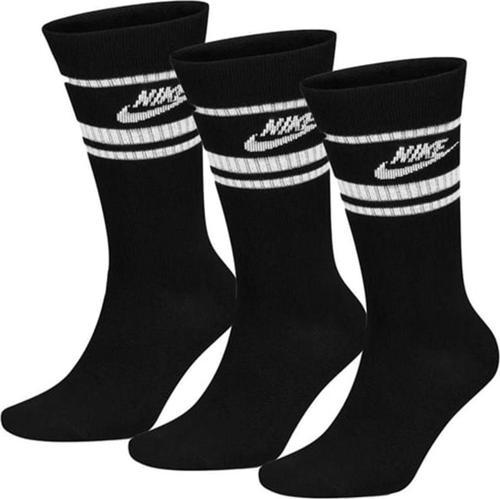 Unisex Sportswear Everyday Essential Crew Stripe Çorap 3'lü Paket Unisex Siyah