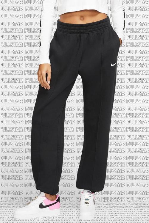 Sportswear Regular Fit Pant Bol ve Uzun Kesim Siyah Eşofman Altı