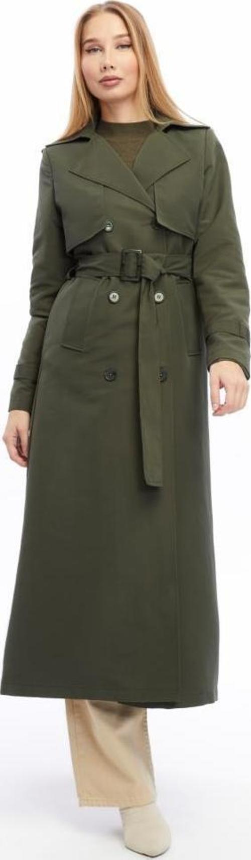 Uzun Boy Düğmeli ve Kemerli Trençkot