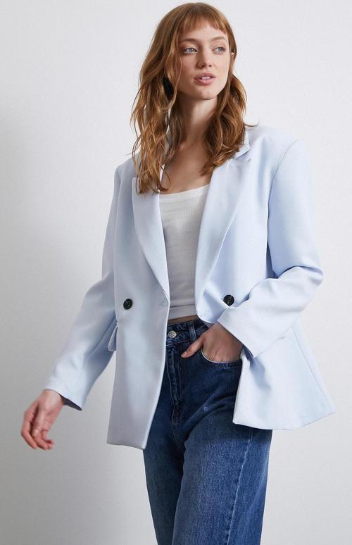 Klasik Poliviskon Ceket Mavi