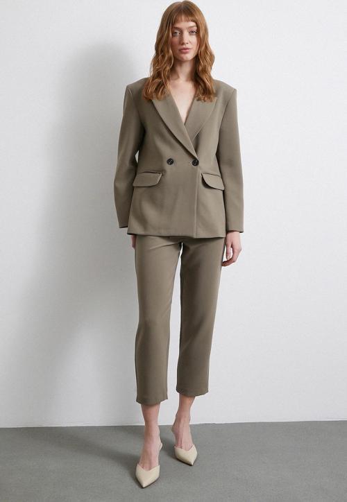 Klasik Poliviskon Ceket Haki