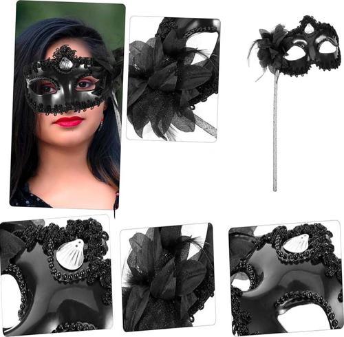 Siyah Işıltılı Tutmalı Fotoğraf Çekimi Maskesi 18x29 cm