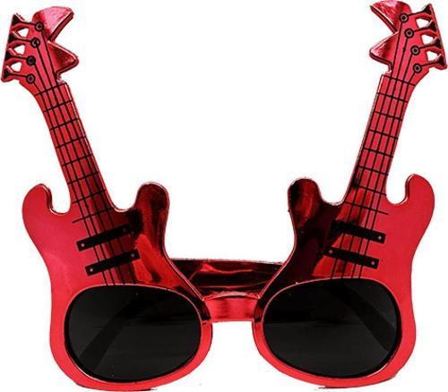 Kırmızı Renk Rockn Roll Gitar Şekilli Parti Gözlüğü 15x15 cm