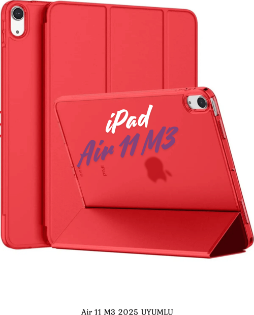 iPad Air 11 2025 M3 Çip Uyumlu Katlanabilir Standlı Smart Cover Fuchsia Tablet Kılıfı