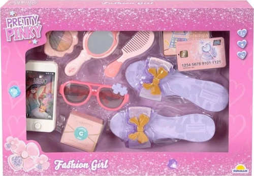 4376 Pretty Pinky Kokoş Terlik Gözlük Tarak Set -Sunman