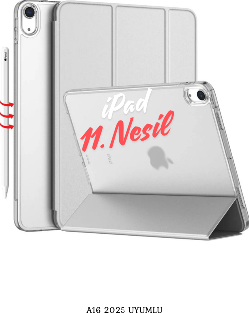 iPad 11. Nesil A16 2025 Uyumlu 10.9 inç Standlı Katlanabilir Fuchsia Smart Cover Tablet Kılıfı
