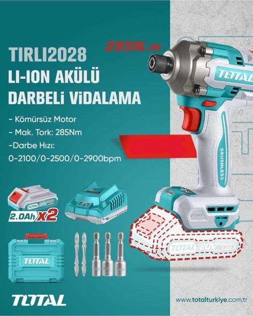 Li-ion Akülü Darbeli Vidalama ve Somun Sıkma Kömürsüz Motor 285 Nm Yüksek Tork Tırlı2028