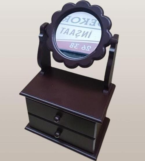 Hobi ERDL MODEL 90526 Papatya 2 Çekmeceli Aynalı Makyaj Kutusu El Yapımı