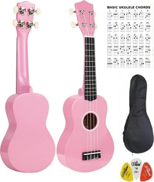 54 Cm Soprano Pembe Ukulele Kılıf Ve Pena