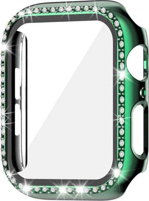 Apple Watch 7 8 9 45mm Uyumlu Tek Sıra Parlak Taşlı Rubber Kasa Kapak
