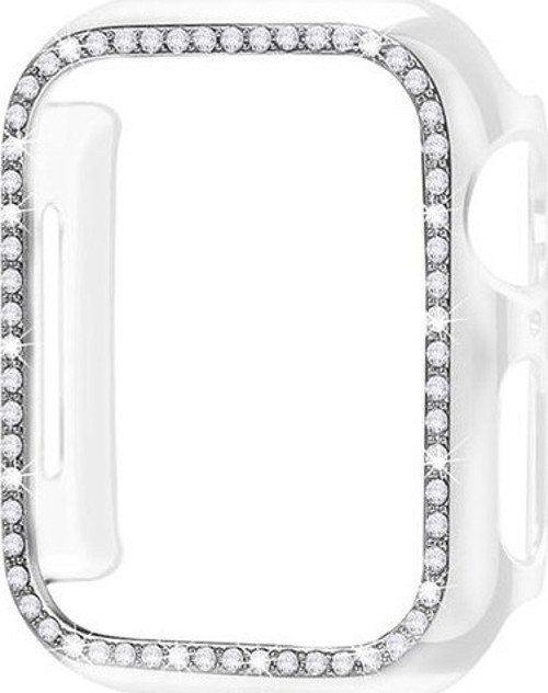 Apple Watch 7 8 9 45mm Uyumlu Tek Sıra Parlak Taşlı Rubber Kasa Kapak