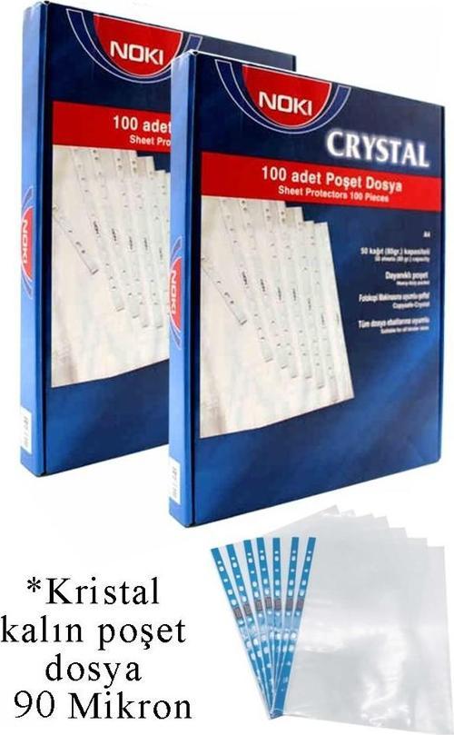 Poşet Dosya A4 Kristal 100 lü 2 Paket Noki 4830 Cr Kalın Poşet Dosya Föy Mavi Şeritli 90 Mikron Şeffaf Belge Arşivleme