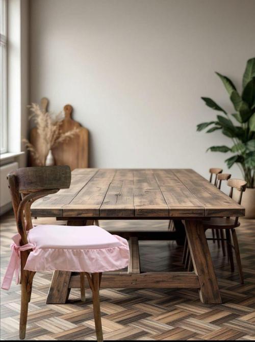 Pembe Fırfırlı Bağcıklı İskandinav Stil Sandalye Minderi