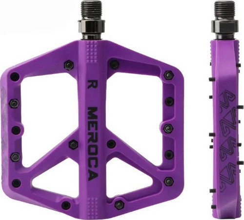 Meroca Rulmanlı Platform Pedal MTB Kaymaz Çelik Aksamlı Plastik Pedal Ultra Hafif Mor Renk