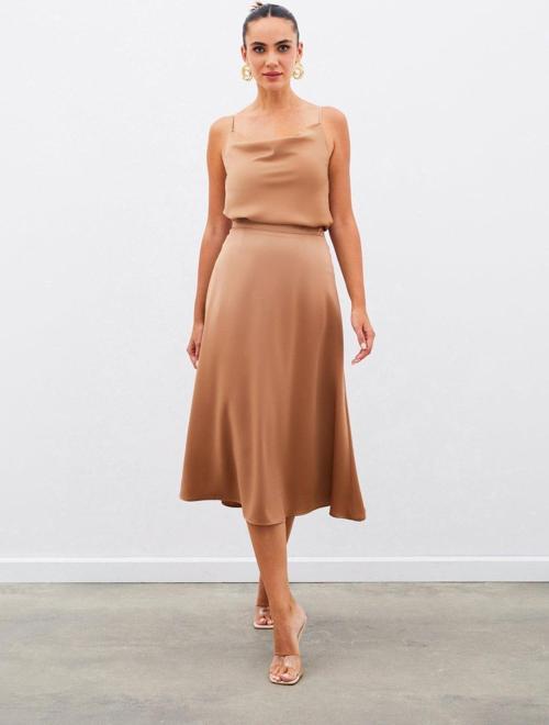Midi Boy Saten Etek - Camel