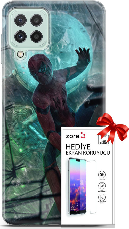 Samsung Galaxy A22 Kılıf Orijinal Seri Supers 19 Marvel Movie Tam Koruma Kılıf + Ekran Koruyucu